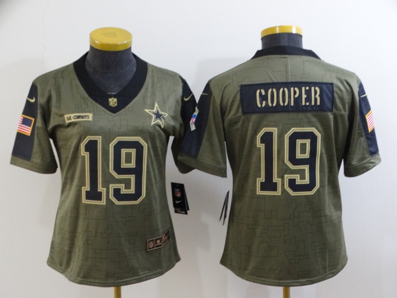 2021 Women Dallas Cowboys #19 Cooper Nike Olive Salute To Service Limited NFL jersey